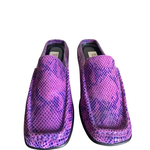 100% leather Purple Alligator design Women's Mules 6 - Picture 2 of 6